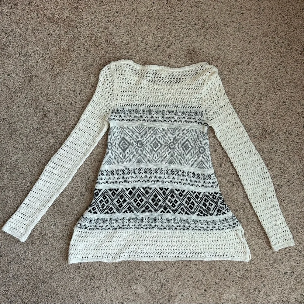 Justice Cream Crocheted Pullover Crew Neck Open Sweater / Sweater Dress Size 16